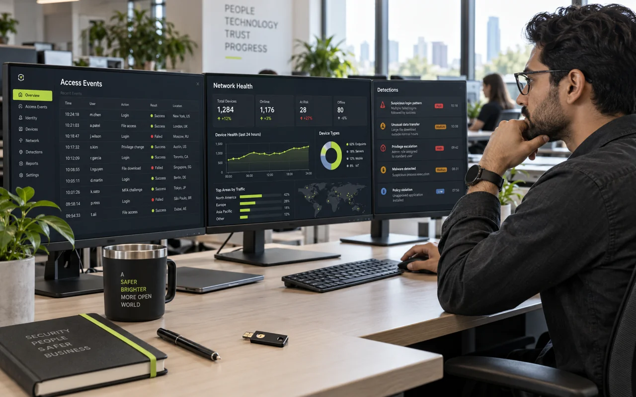 Cybersecurity — illustrative technology workspace